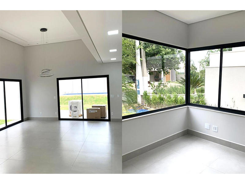 Sobrado no Condomínio Terra Magna, em Indaiatuba/SP. Com 212 m² construídos e 420 m² de terreno. Três suítes, sendo uma com closet, e área social integrada. Piscina com SPA e aquecimento solar; banheiro externo. Garagem para quatro carros.