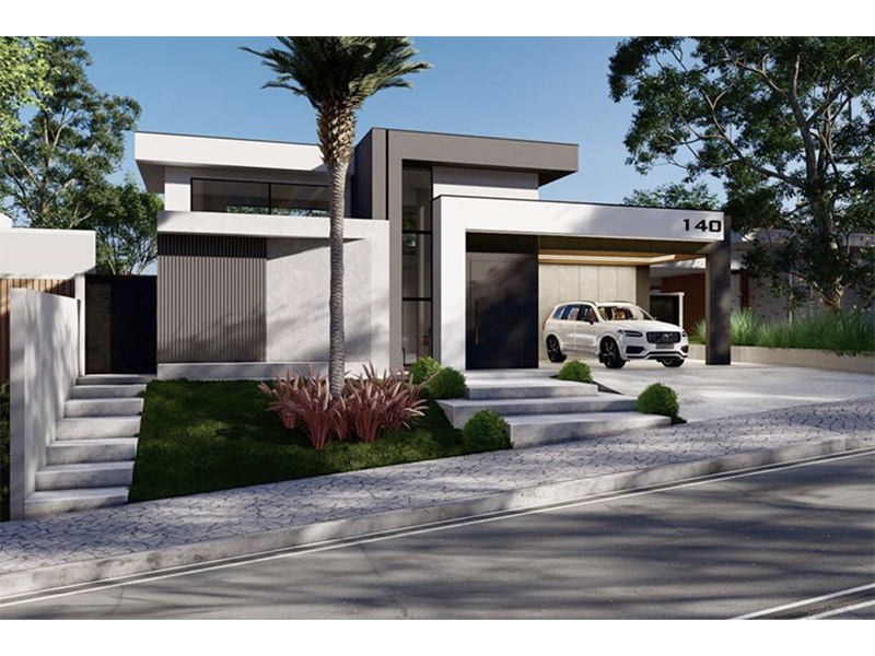 Casa térrea no Residencial Ecovilla Boa Vista, em Valinhos/SP. Com 250 m² de construção e 508 m² de terreno. Três suítes, sendo duas com closet, e área social integrada. Na área externa, piscina com SPA e aquecimento solar; banheiro externo.