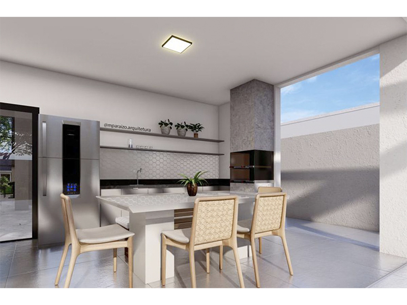 Casa térrea no Residencial Ecovilla Boa Vista, em Valinhos/SP. Com 250 m² de construção e 508 m² de terreno. Três suítes, sendo duas com closet, e área social integrada. Na área externa, piscina com SPA e aquecimento solar; banheiro externo.
