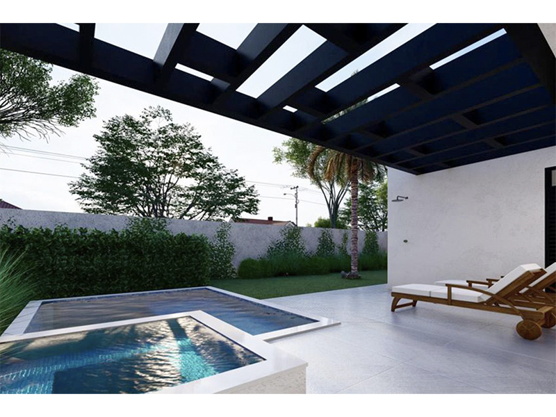 Casa térrea no Residencial Ecovilla Boa Vista, em Valinhos/SP. Com 250 m² de construção e 508 m² de terreno. Três suítes, sendo duas com closet, e área social integrada. Na área externa, piscina com SPA e aquecimento solar; banheiro externo.