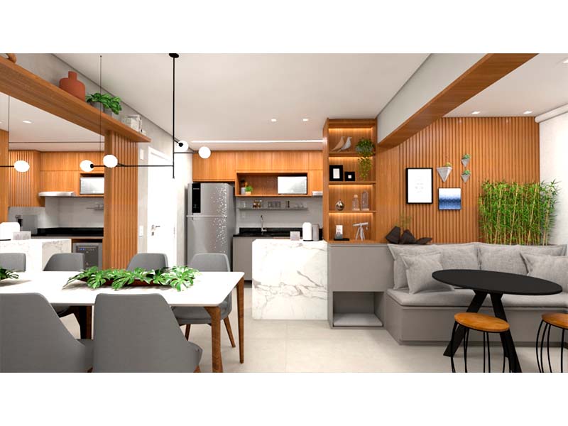 Reforma completa de apartamento no residencial Grand Duo, em Campinas/SP. Com 70 m², obra de três meses. Execução completa, desde o recebimento com a construtora até a instalação de eletrodoméstico. Mudanças na pintura, marcenaria, e revestimentos.