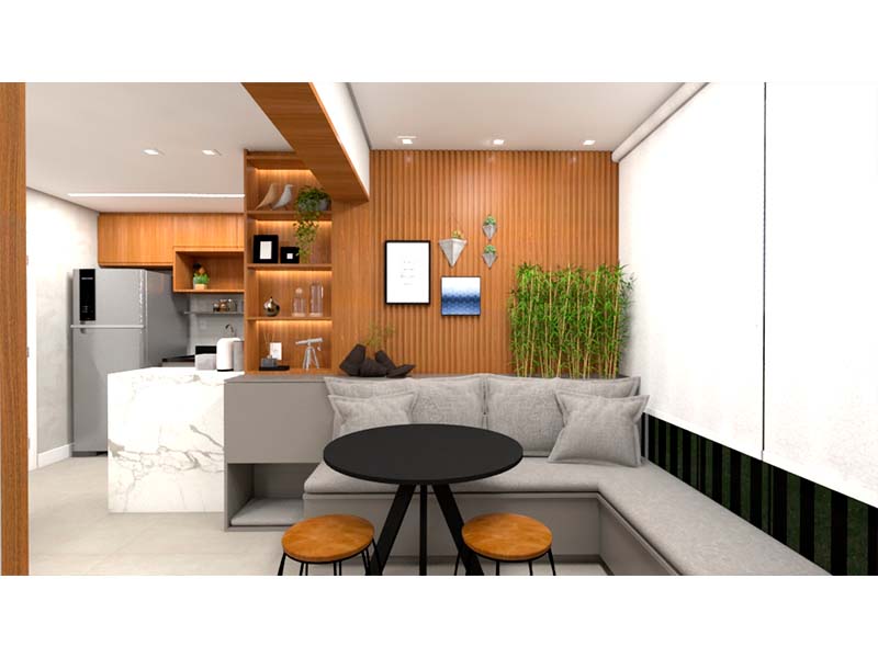Reforma completa de apartamento no residencial Grand Duo, em Campinas/SP. Com 70 m², obra de três meses. Execução completa, desde o recebimento com a construtora até a instalação de eletrodoméstico. Mudanças na pintura, marcenaria, e revestimentos.