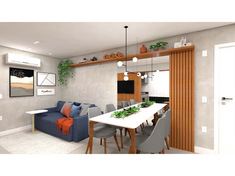 Reforma completa de apartamento no residencial Grand Duo, em Campinas/SP. Com 70 m², obra de três meses. Execução completa, desde o recebimento com a construtora até a instalação de eletrodoméstico. Mudanças na pintura, marcenaria, e revestimentos.