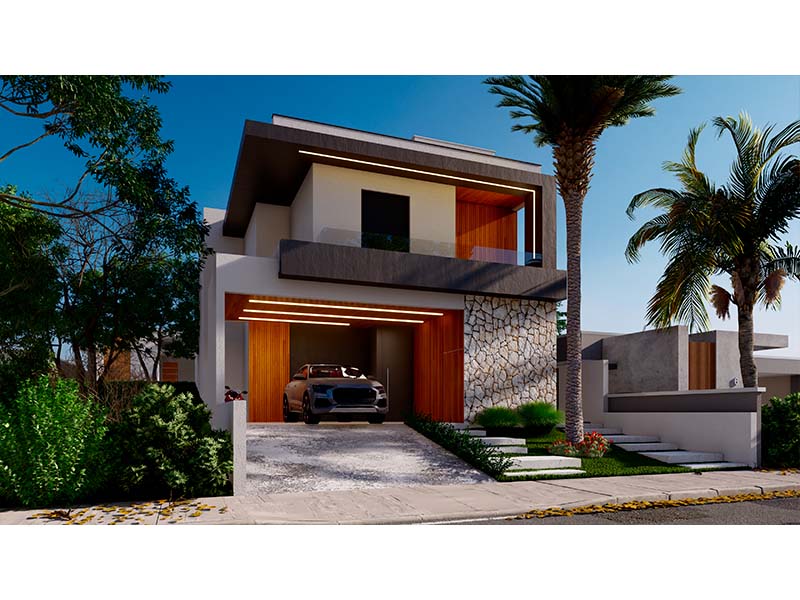 Sobrado no Swiss Park, Residencial Glarus, em Indaiatuba/SP. Com 285 m² construídos e 360 m² de terreno. Área social integrada, com sala de estar, cozinha e gourmet. Escada revestida em granito e guarda corpo de vidro. Quatro suítes, sendo uma com closet.