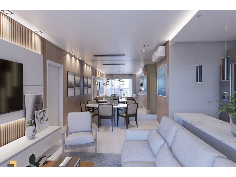 Reforma completa de apartamento no Residencial Villeneuve, em Campinas/SP. Com 100 m². Três meses de obra, projeto e execução completa. Modificações nos revestimentos, pintura, louças e metais, rebaixamento de gesso e iluminação. Gestão completa.