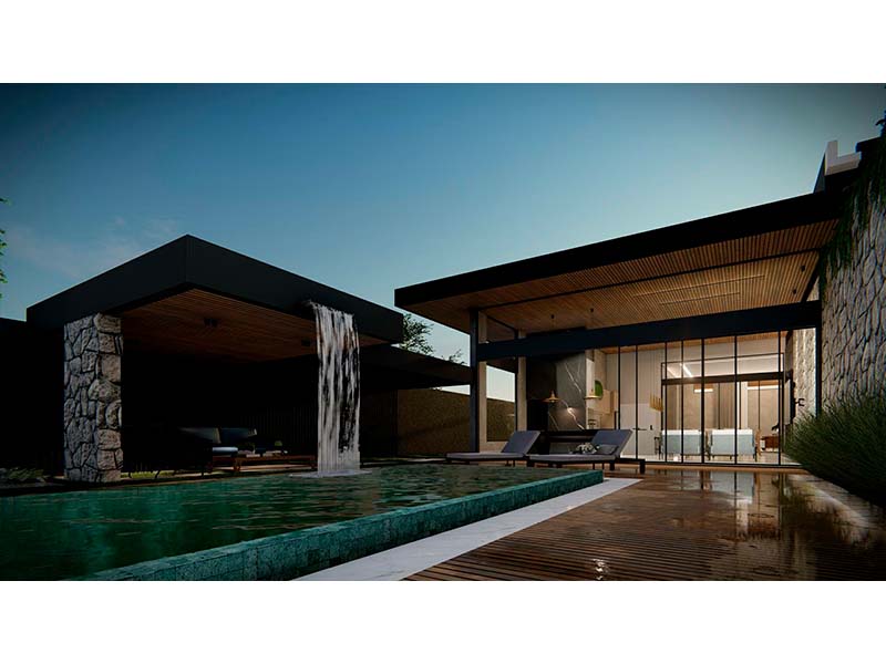 Casa térrea no Residencial New Park Tennis, em Itupeva - SP. Com 405 m² de construção e 1000 m² de terreno. Cinco suítes, sendo uma com closet. Academia e lareira. Banheiro externo e piscina com SPA e aquecimento solar. Área social integrada.