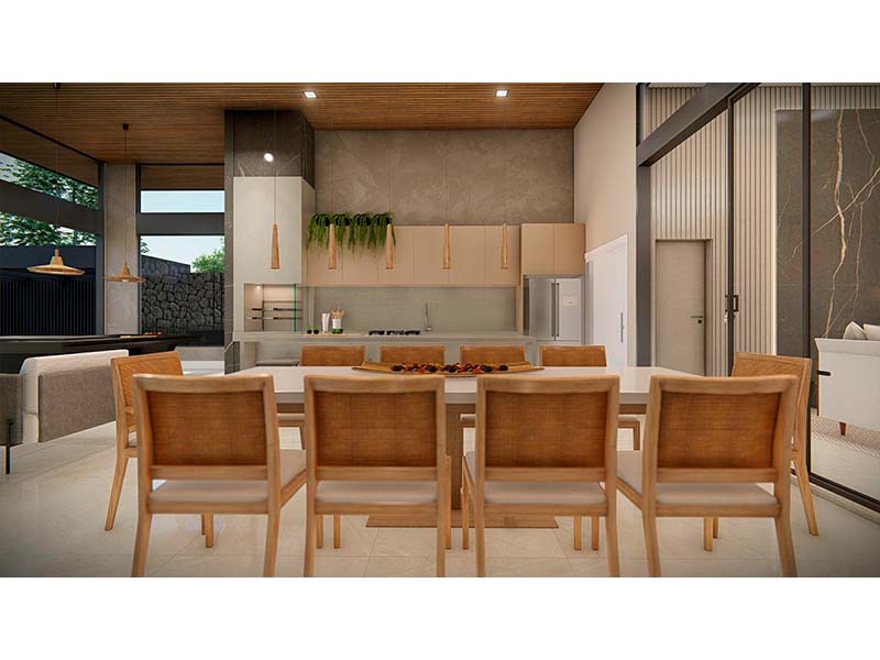 Casa térrea no Residencial New Park Tennis, em Itupeva - SP. Com 405 m² de construção e 1000 m² de terreno. Cinco suítes, sendo uma com closet. Academia e lareira. Banheiro externo e piscina com SPA e aquecimento solar. Área social integrada.