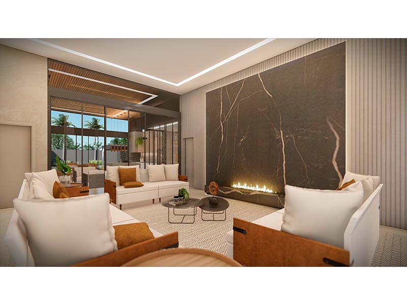 Casa térrea no Residencial New Park Tennis, em Itupeva - SP. Com 405 m² de construção e 1000 m² de terreno. Cinco suítes, sendo uma com closet. Academia e lareira. Banheiro externo e piscina com SPA e aquecimento solar. Área social integrada.